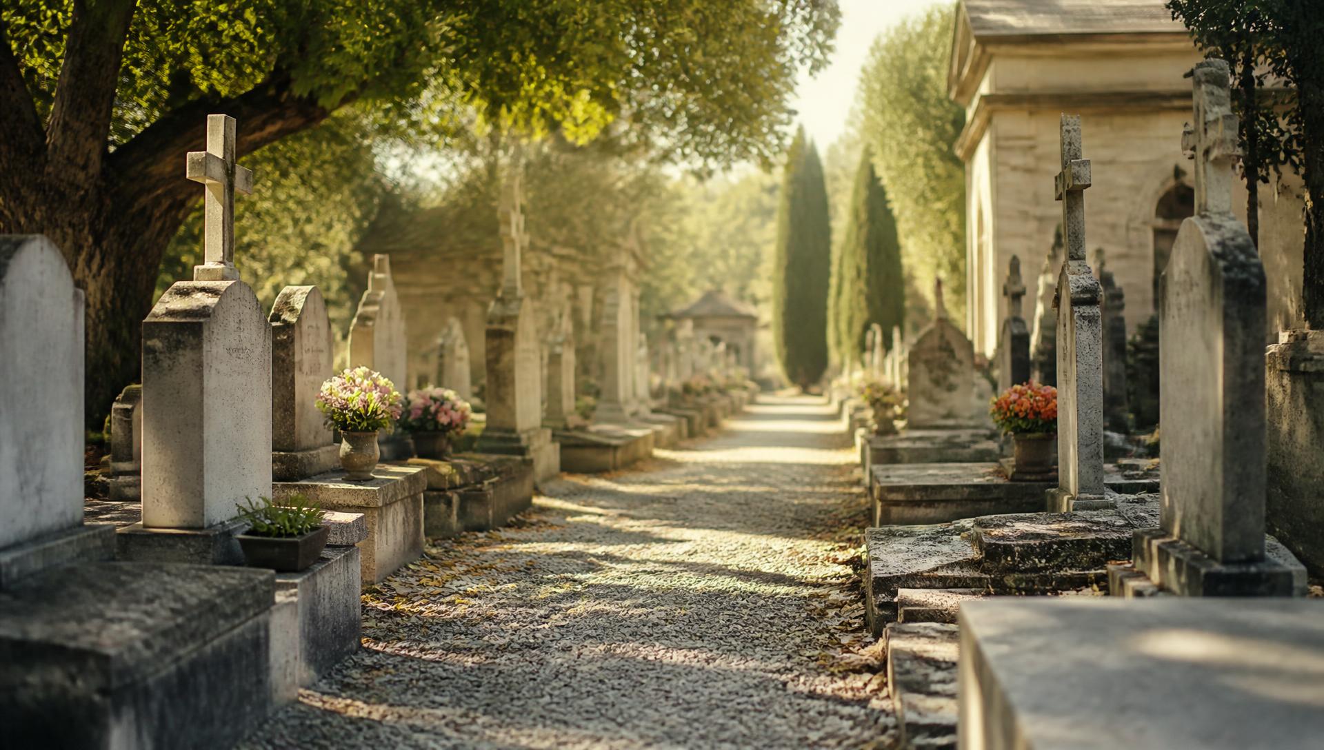 Sépulture fleurie dans un cimetière paisible en Franche-Comté